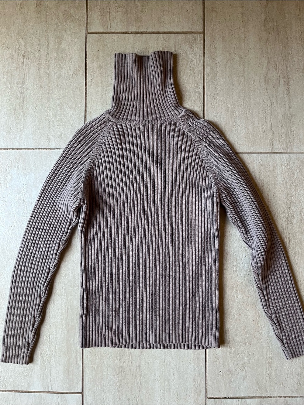 Club Monaco 100% Cotton Taupe Ribbed Turtleneck Sweater S